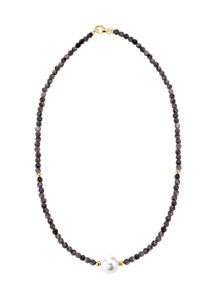 Halskette mit Perlenschimmer und Edelsteinglanz 