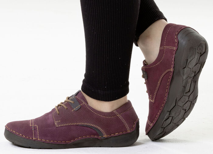 Josef Seibel, klassische Damen-Schnürschuhe, Weite G, mit herausnehmbarem Fußbett BEERE-GRAU