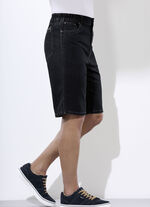 Jeans-Bermudas mit Dehnbundeins&auml;tzen in 3 Farben SCHWARZ