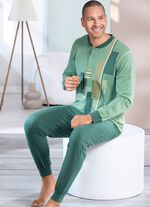 Schlafanzug mit Knopfleiste und B&uuml;ndchenabschl&uuml;ssen 