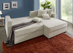 Polsterecke mit Bettfunktion und 2 Dekokissen CREME