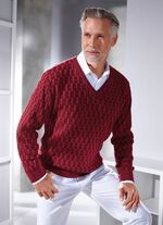 V-Pullover mit Strukturmuster in 3 Farben 
