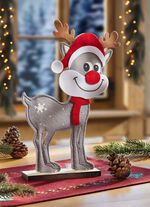 Weihnachtsrentier aus Filz mit Holzsockel 