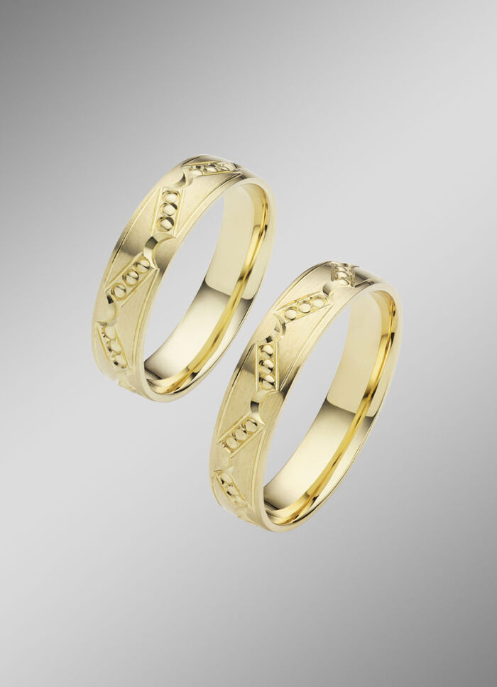 Mattierter Trauring mit Punkte-Muster 