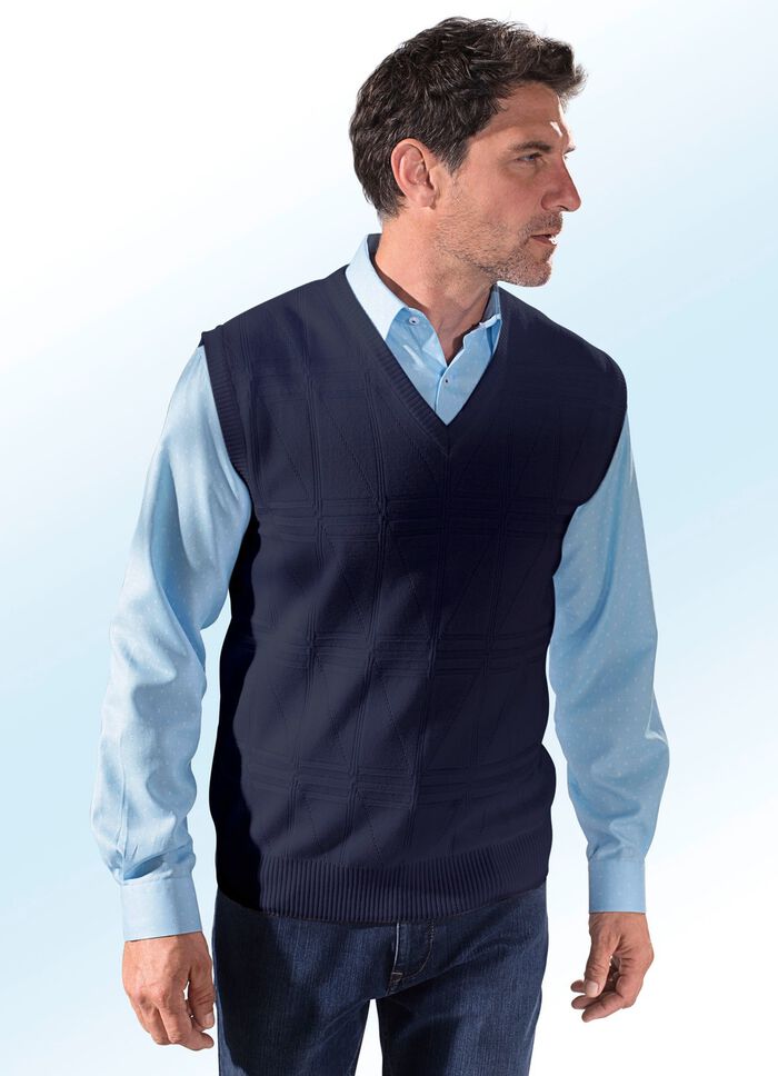 Pullunder mit Strukturmuster in 3 Farben MARINE