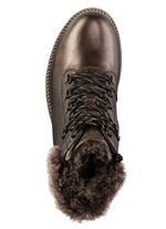 Remonte Schn&uuml;r-Stiefelette mit Pl&uuml;schkragen DUNKELBRONZE