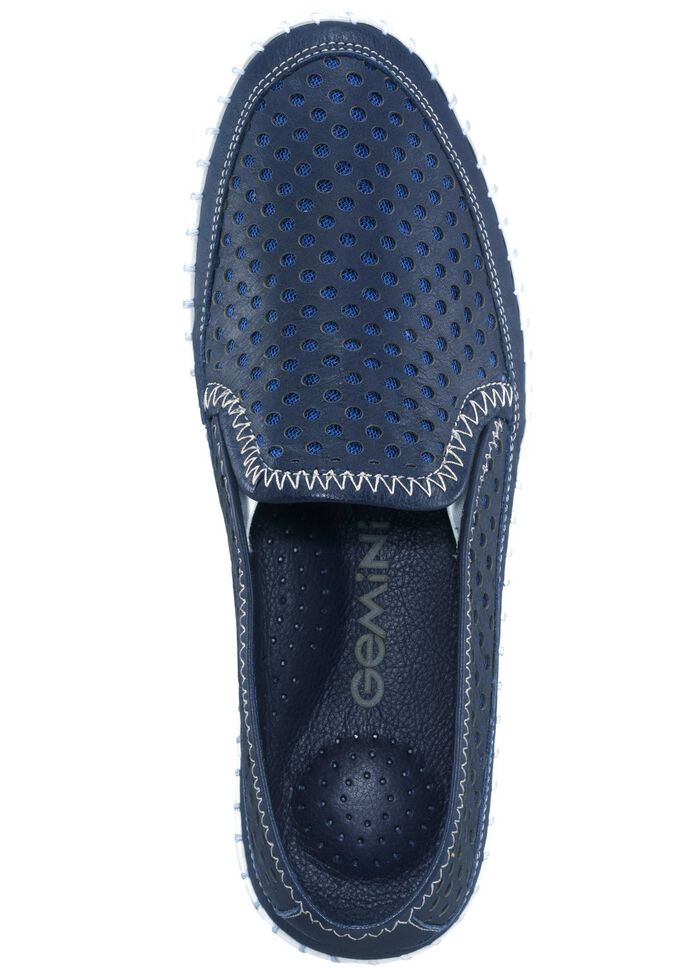Gemini Slipper mit sommerlich perforiertem Rind-Nappaleder MARINE