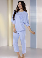 Schlafanzug mit 3/4-langen Fledermaus&auml;rmeln BLEU