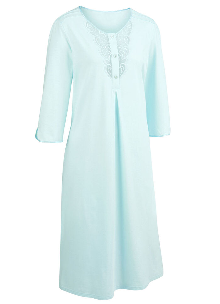 Nachthemd, wadenlang mit T&uuml;llstickereispitze GLETSCHER