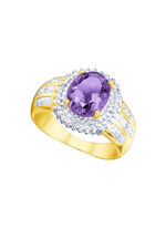 Damenring mit echtem Amethyst und Diamanten 