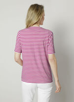 Shirtjacke mit garngef&auml;rbtem Ringeldessin 