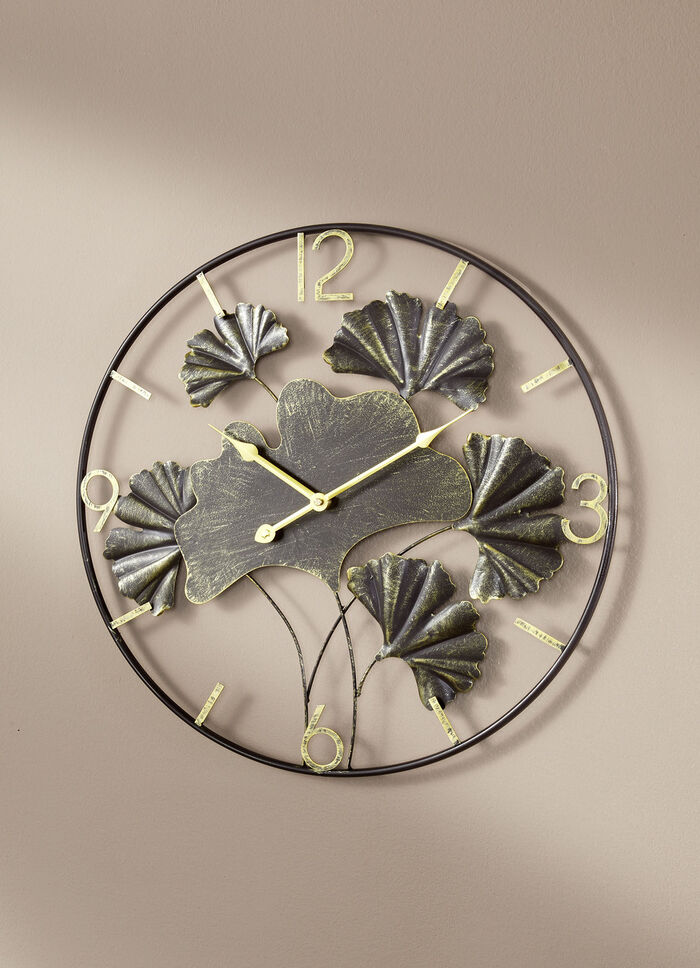 Wanduhr mit Ginkgo-Blätterdesign ANTHRAZIT