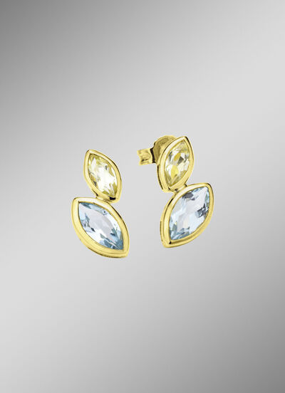 Leuchtende Eleganz: Ohrstecker mit Blautopas und Lemonquarz 