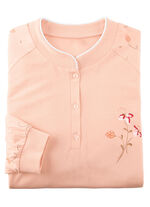 Nachthemd, Langarm mit B&uuml;ndchen und Knopfleiste APRICOT