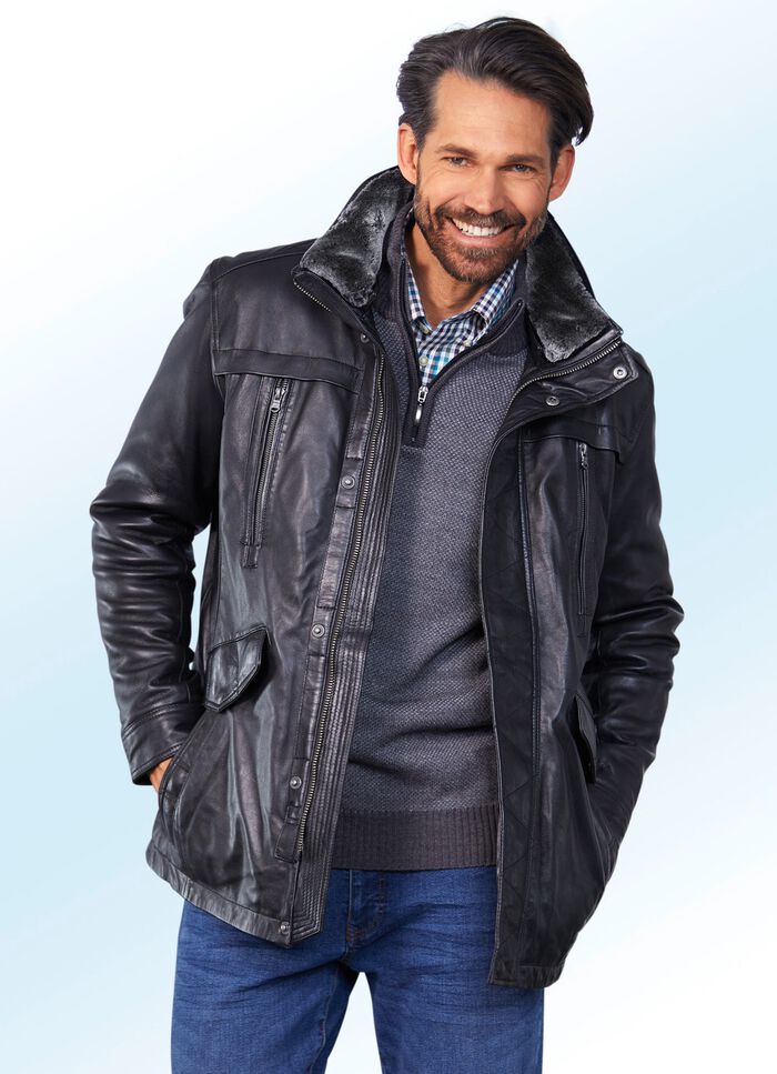 Lederjacke mit Doppeltaschen 