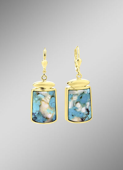 Ohrringe mit beh. Türkis und beh. Perlmutt 