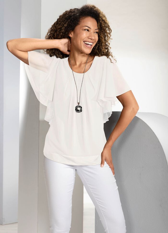 Poncho-Tunika mit Fledermaus&auml;rmeln ECRU