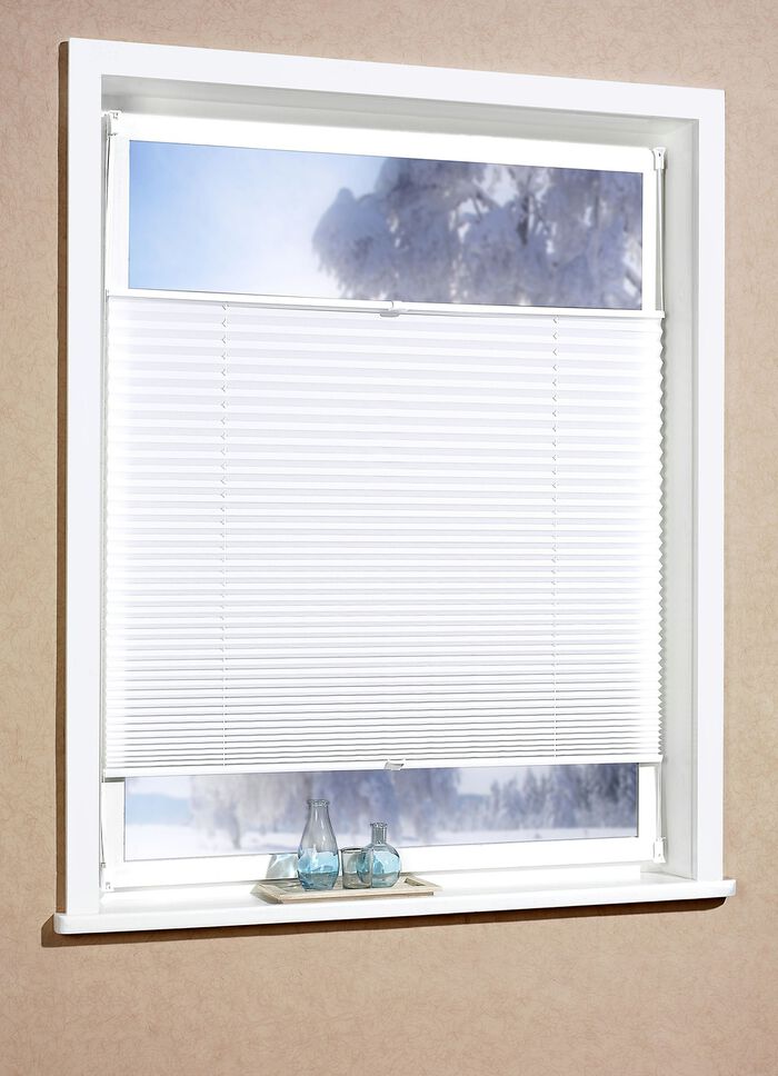 Plissee-Rollos f&uuml;r Montage am Fensterrahmen ohne Bohren WEISS