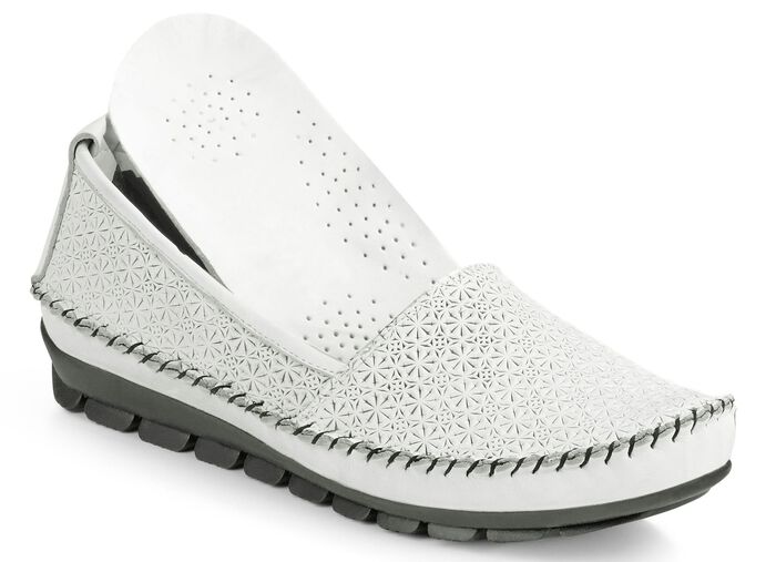 Gemini Mokassin-Slipper mit toller Pr&auml;gung WEISS