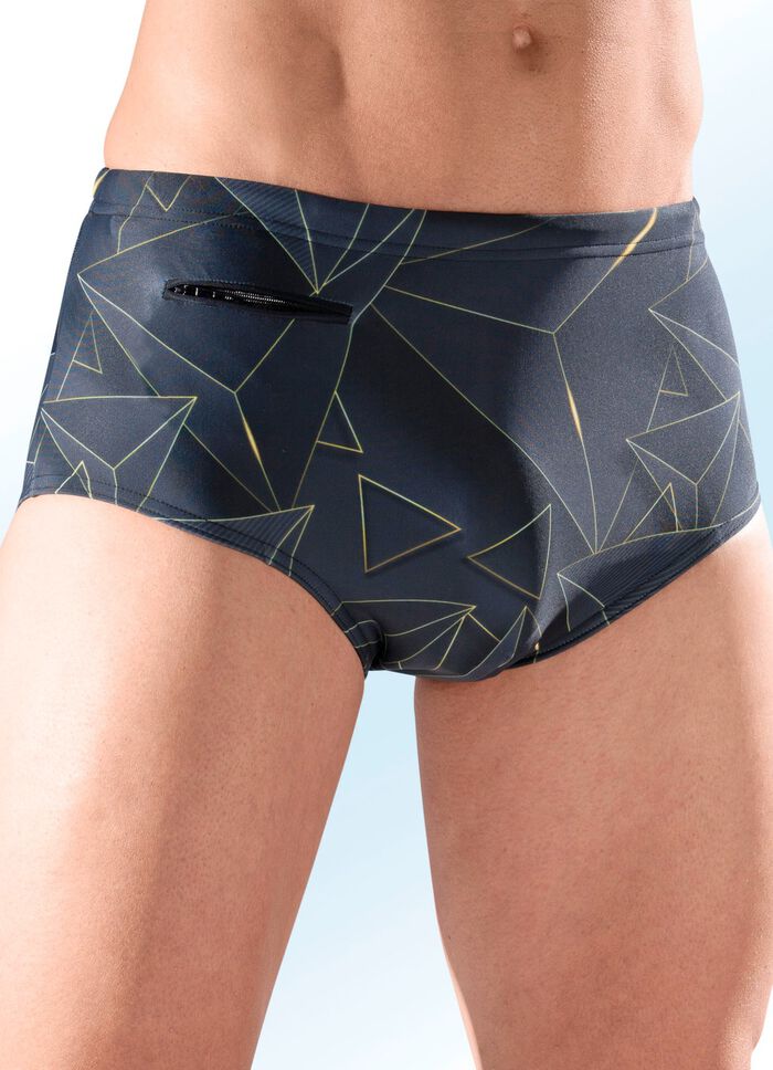 Badehose in h&ouml;herer Slipform mit Rei&szlig;verschlusstasche 