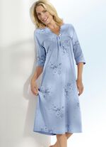 Nachthemd, 3/4-lange &Auml;rmel und V-Ausschnitt HELLBLAU-BUNT