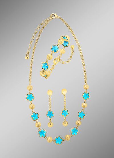 Schmuckset,  3-teilig, im Blumendesign 