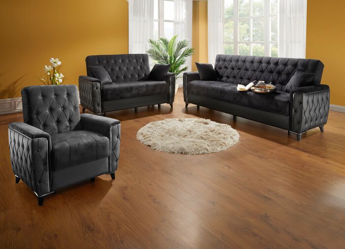 Polsterm&ouml;bel mit Bettkasten und Liegefunktion SCHWARZ