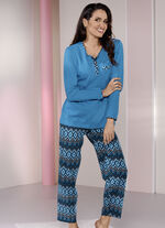 Zweierpack Schlafanz&uuml;ge mit Brusttasche und Knopfleiste 1X PINK,1X BLAU