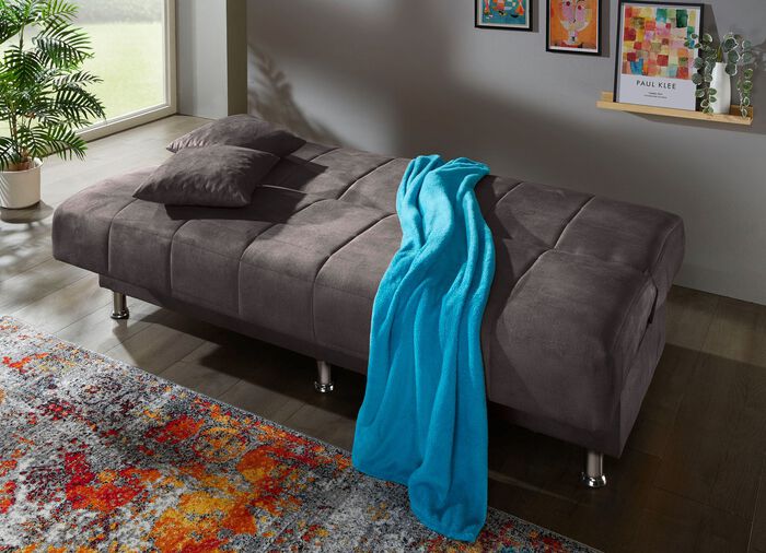 Schlafsofa mit Bettkasten und Dekokissen 