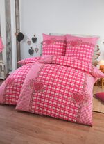 4-teiliges Bettwäsche-Set mit rustikalem Karodessin ROT