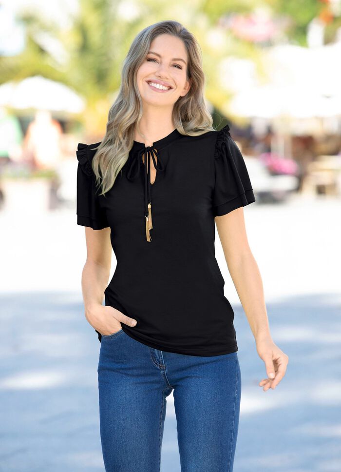 Shirt mit R&uuml;schenbesatz in 2 Farben 