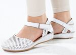ELENA EDEN, sommerliche Damen-Sandalen, Weite G, aus Leder WEISS