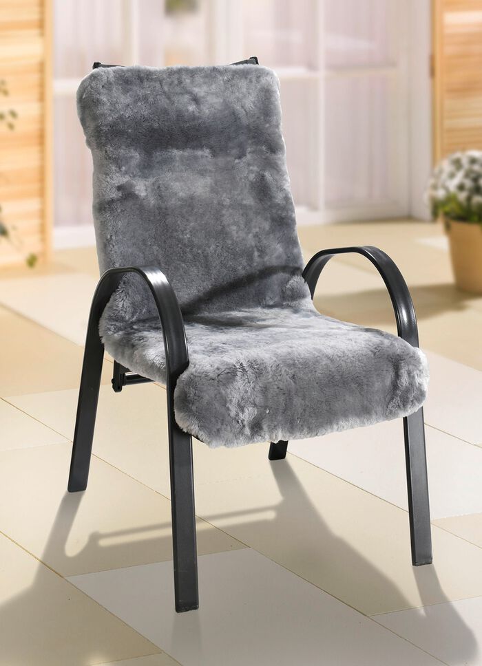 Wohlig weiche Lammfell-Sesselschoner SILBER