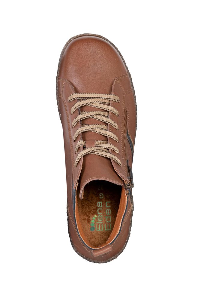 ELENA EDEN, bequeme Damen-Boots, Weite G, mit herausnehmbarem Fu&szlig;bett BRAUN-ALTSILBER