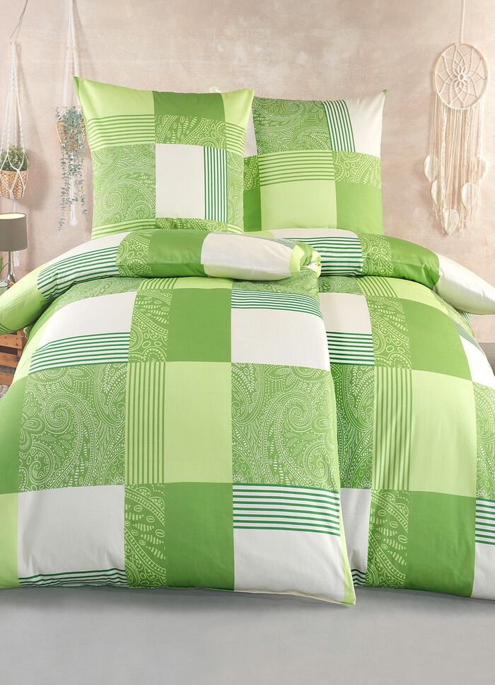 Kuschelige Bettw&auml;sche-Garnitur GR&Uuml;N
