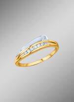 Damenring in Bicolor mit synth. Zirkonia 