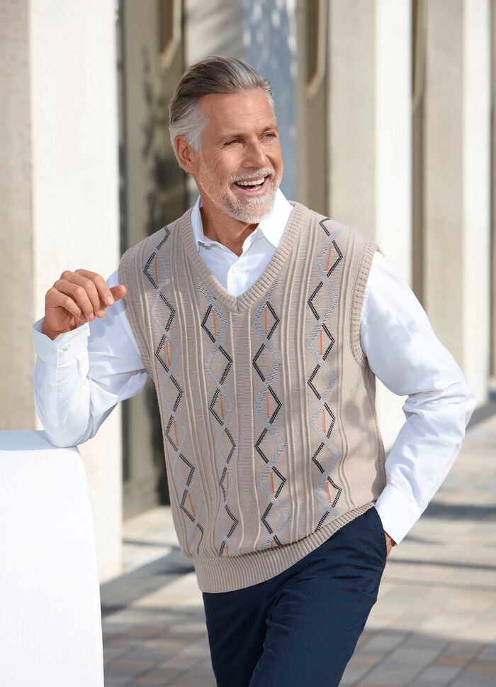 Pullunder mit V-Ausschnitt in 2 Farben BEIGE