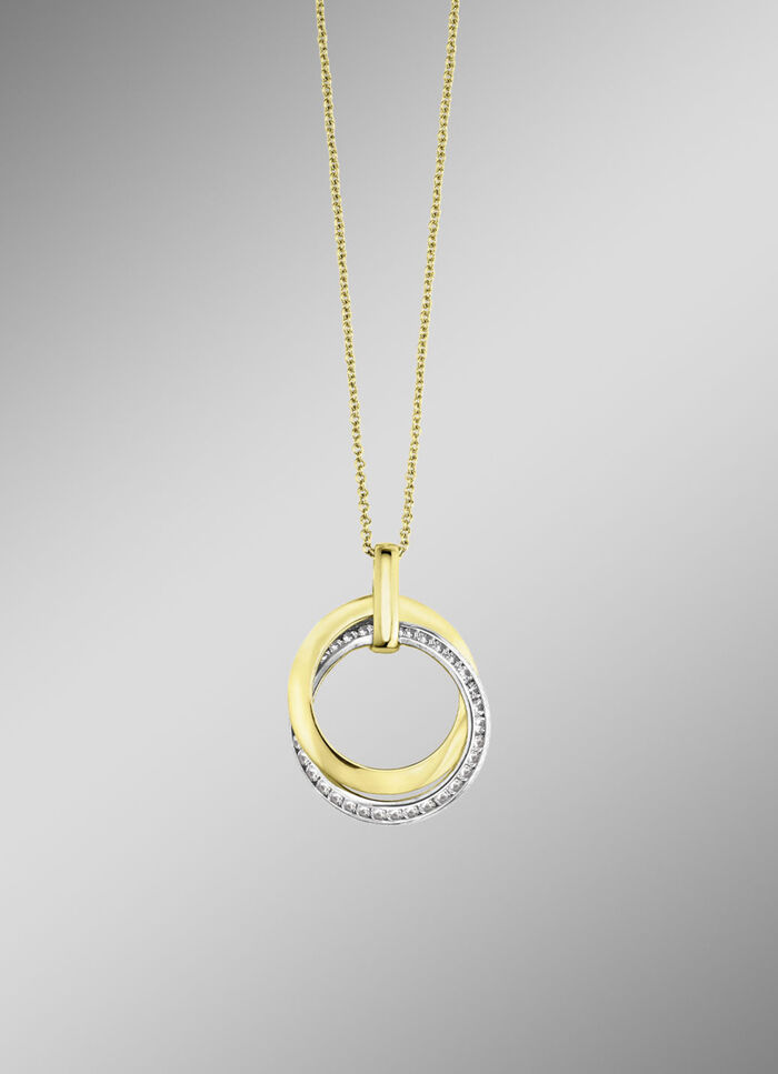 Zeitlose Eleganz: Anhänger mit synth. Zirkonia und Ankerkette 