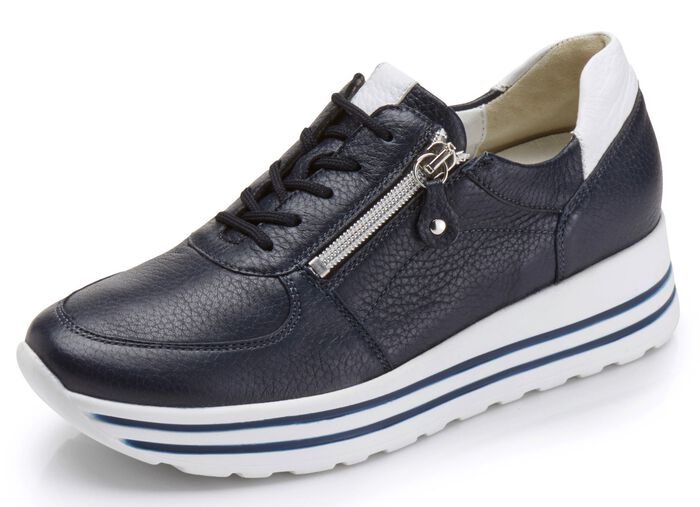 Waldl&auml;ufer, bequeme Damen-Sneaker, Weite H, mit herausnehmbarem Fu&szlig;bett MARINE