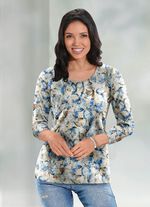 Pullover in Feinstrick BEIGE-BLAU-MULTICOLOR