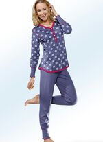 Schlafanzug, Langarm mit Knopfleiste und Bündchen IRIS-BUNT