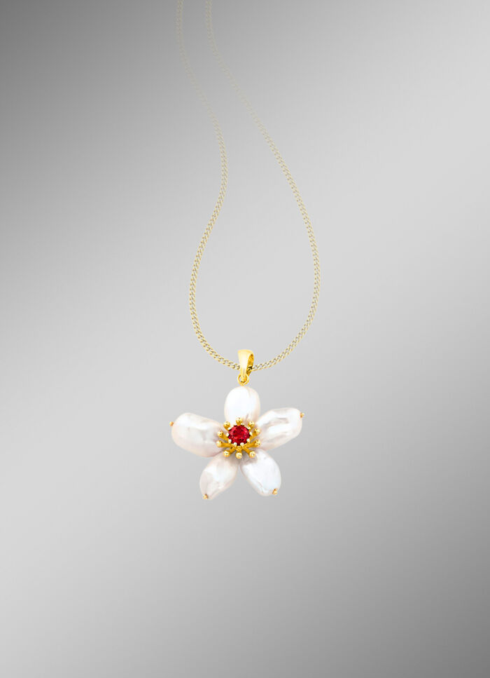 Anh&auml;nger mit Granat und Keshi-Perlen 