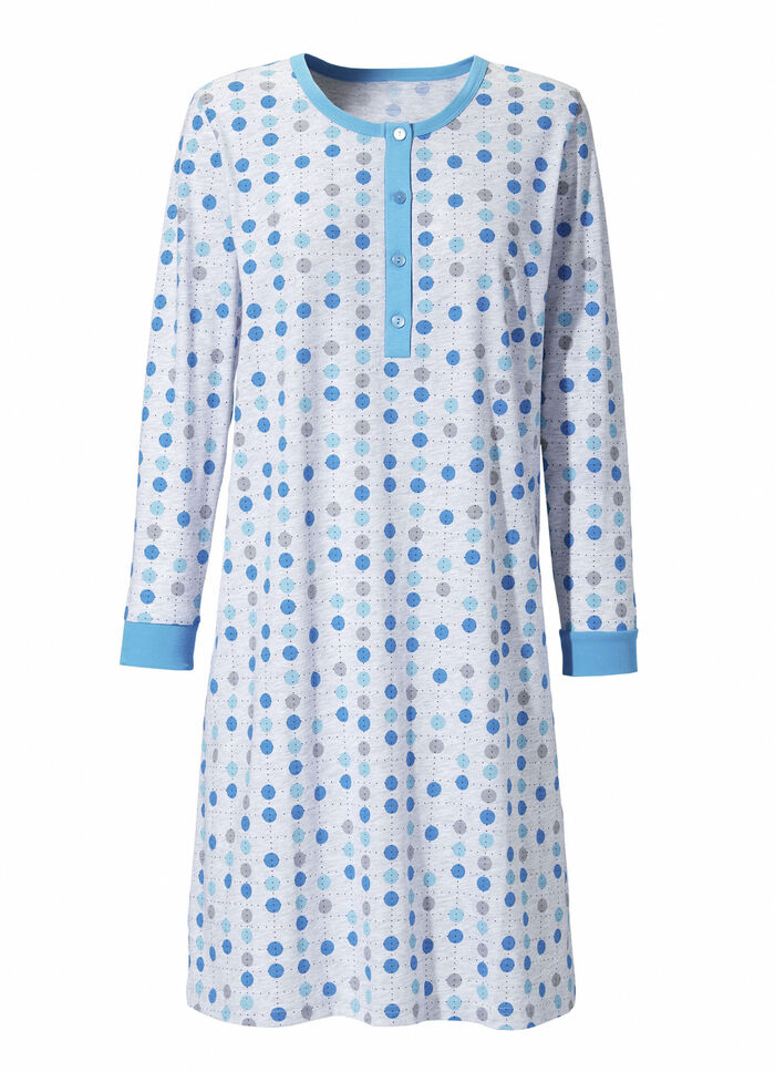 Zweierpack Nachthemden, Langarm mit Knopfleiste und B&uuml;ndchen MARINE/T&Uuml;RKIS