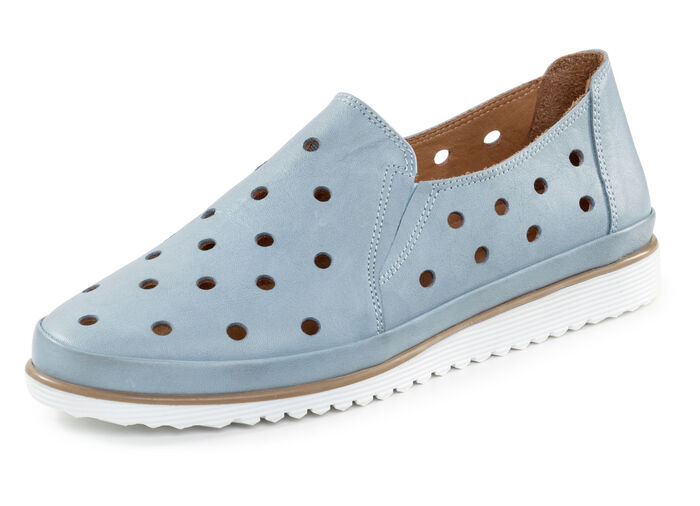 ELENA EDEN Slipper aus weichem Nappaleder mit Lochungen BLEU