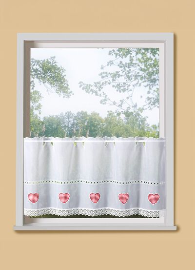 Kurzstore mit Macramé-Abschluss und Stangendurchzug 