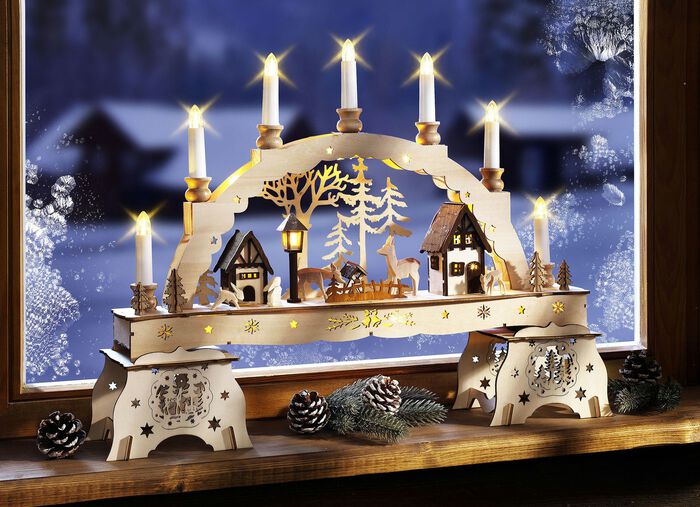 Beleuchteter Lichterbogen / Schwibbogen-Podeste NATUR