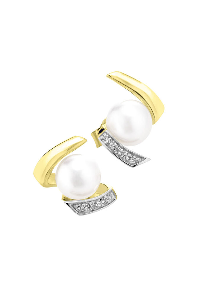 Ohrstecker mit S&uuml;&szlig;wasser-Zuchtperlen und synth. Zirkonia 