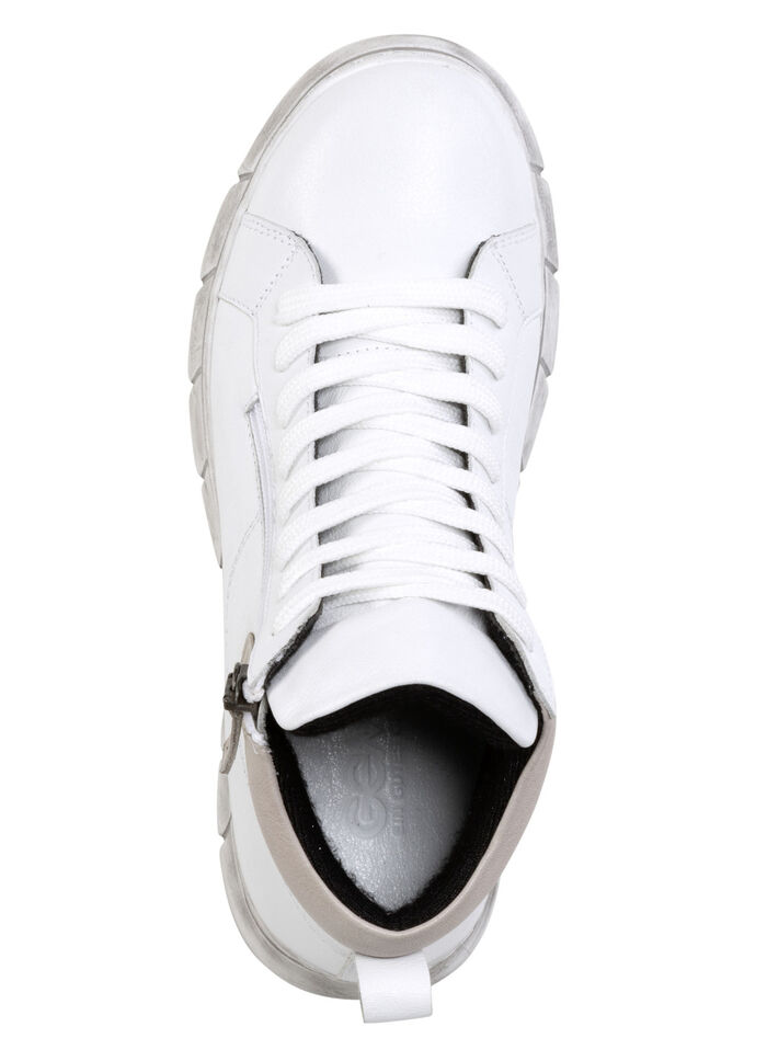 Gemini Schn&uuml;r-Bootie aus weichem Rind-Nappaleder WEISS-TAUPE