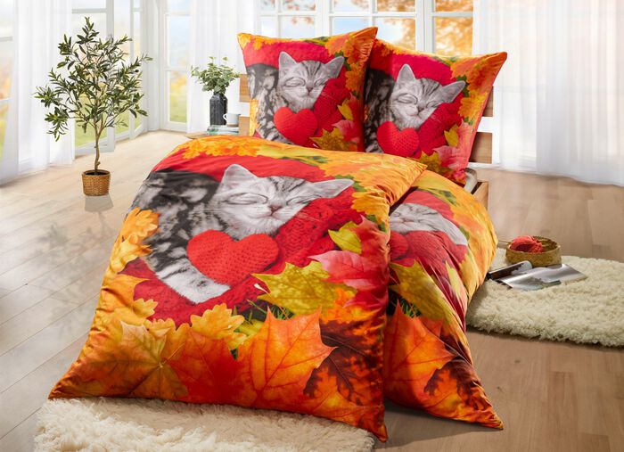 Herbstliche Bettwäsche-Garnitur in Microfaser-Qualität 