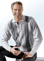 Faszinierender Polopullover mit kurzem Rei&szlig;verschluss SILBERGRAU MELIERT